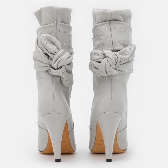 NIB IRO Paris Nori Ankle Studded Tie Boot in Pearl Grey Leather - FR 39 / US 8 - Picture 5 of 16